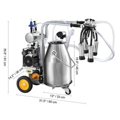 Electric Cow Milking Machine Milking Equipment 25L 304 Stainless Steel