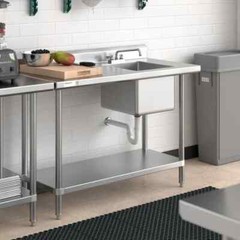 24″W x 48″L Stainless Steel Commercial Restaurant Work Table with Sink on Right