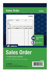 3-Part Carbonless Sales Order Book, 50 Sets per Book, Wraparound Cover, 250 Tota