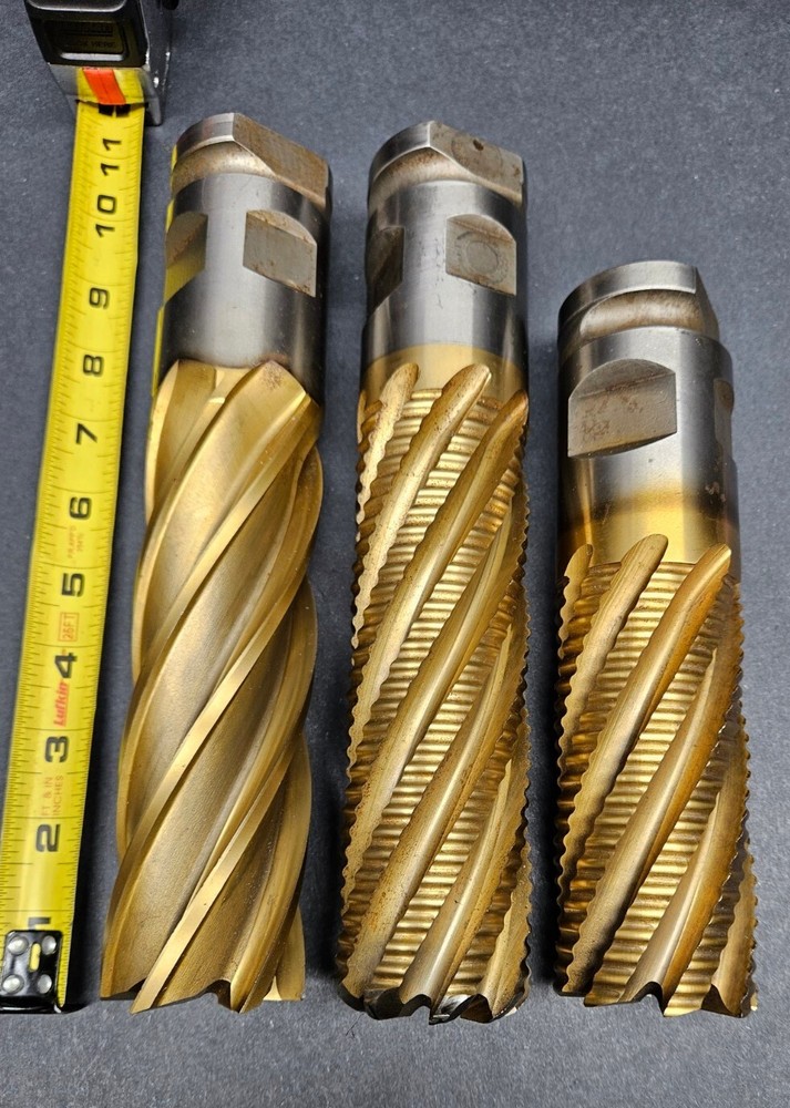 US MADE! 2″ Cobalt & HS End Mill Lot Square Roughing Corner Radius Machinist