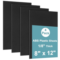 4 Pack 8″ x 12″ x 1/8″ Black ABS Plastic Sheets, Rigid Thermoplastic Panels, 3mm