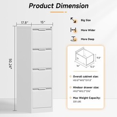 Metal 4 Drawer File Cabinet w/Lock Metal Vertical Filing Cabinet for Office Home