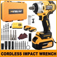 Cordless Electric Impact Wrench Gun 1/2” High Power Driver with 2Li-ion Battery