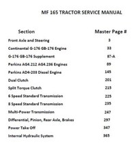 Massey Ferguson Mf 165 Tractor Service Manual Technical Repair Shop Workshop