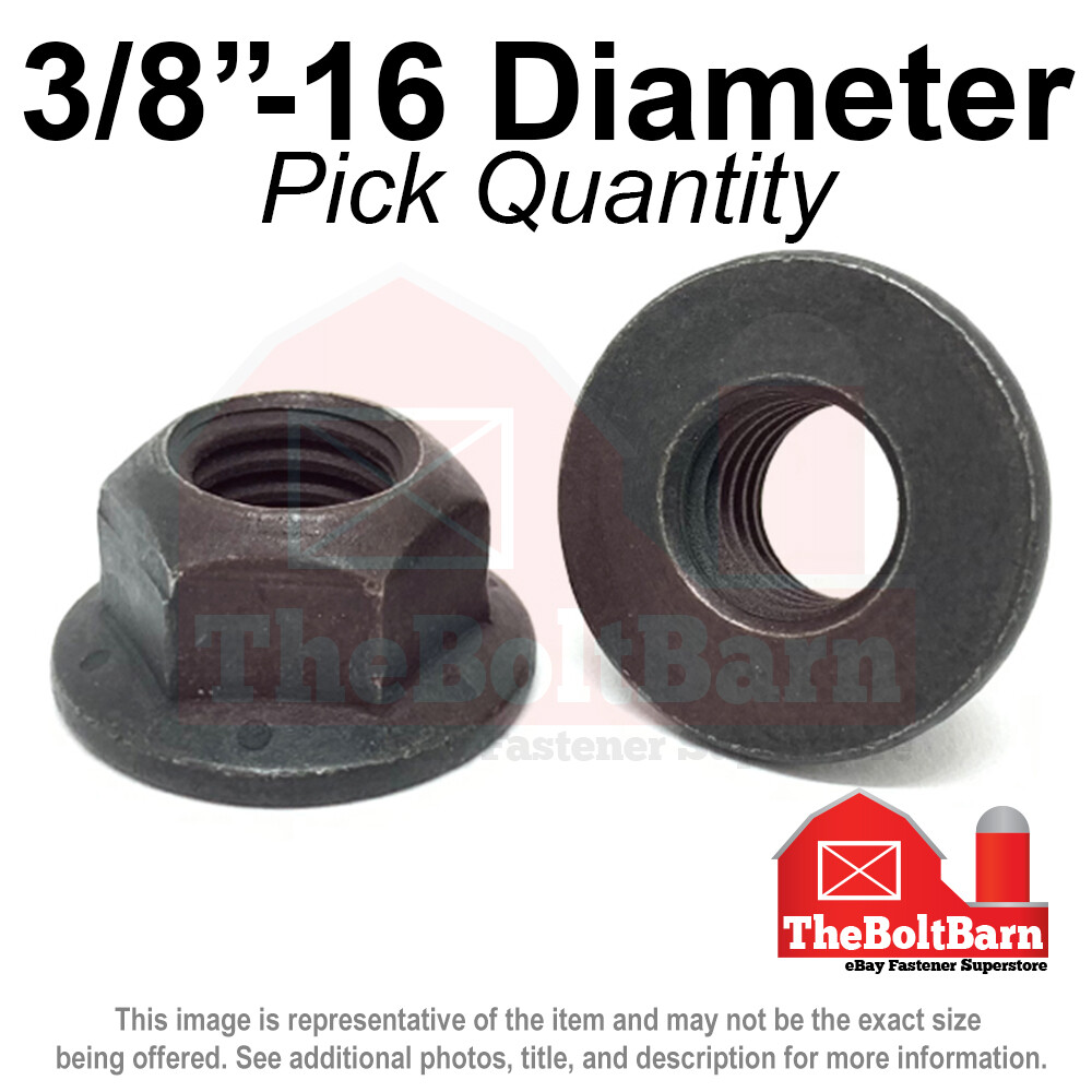 3/8″-16 Grade 8 (G) Hex Flange Top Lock Nuts Coarse Phos & Oil (Pick Quantity)