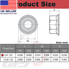 1/4-20 Serrated Flange Hex Nuts, Hexagon Flange Nuts 304 Stainless Steel, 50pcs