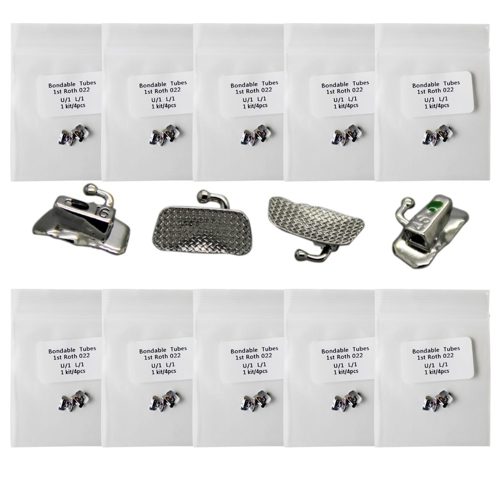 50 Kit Dental Orthodontic Buccal Tube Roth 022 1st Molar Bondable Tubes