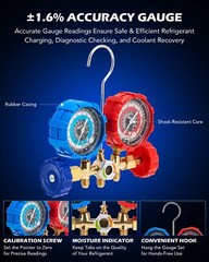 OMT Combo 1/3HP 4CFM Air Vacuum Pump MANIFOLD GAUGE Set HVAC AC Refrigerant Kit