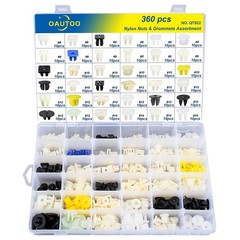 Versatile 360pcs Nylon Grommet Nut Assortment for Repairs on Multiple Car Brands