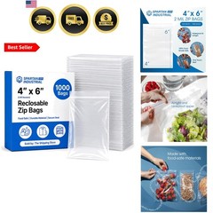 4” X 6” 1000 Count 2 Mil Clear Reclosable Zip Plastic Poly Bags with Resealab…