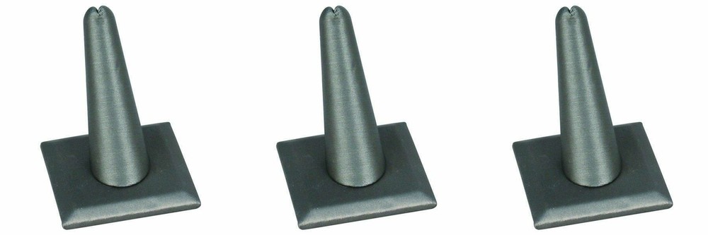Steel Gray Faux Leather Single Ring Jewelry Display