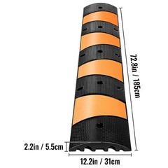 VEVOR Modular Rubber Speed Bump Driveway Cable Protector Ramp 6 Feet Set of 2