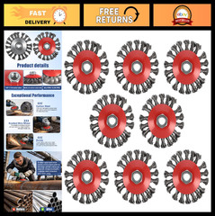 8 Pack 4″ Twist Knotted Wire Wheel Brushes for Angle Grinder, Heavy-Duty Rust Re