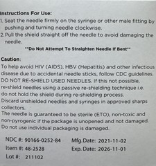 100/Box 25G x 5/8” Dispensing Needles With Caps Individually Sealed, Sterile!