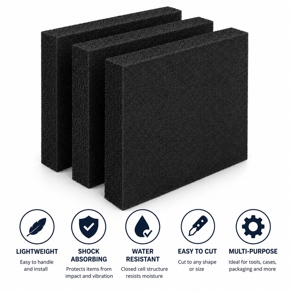 Polyethylene Closed Cell Foam Sheets 16″ x 12″ x 1″ Tool Box Case Insert 3 Pack
