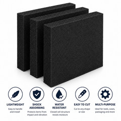 Polyethylene Closed Cell Foam Sheets 16″ x 12″ x 1″ Tool Box Case Insert 3 Pack
