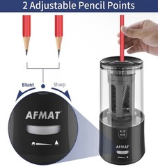 AFMAT Electric Pencil Sharpener Auto Stop Fast for No.2 & Colored Pencils