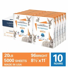 Hammermill Fore Multi-Purpose Copy Paper 20lb 8.5×11, 96Bright,10 Reams, 5K Shts