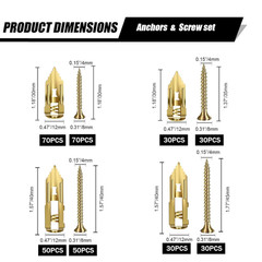 360Pcs Self Drilling Drywall Anchors with Screws Kit, 4 Sizes Sheetrock Anchors