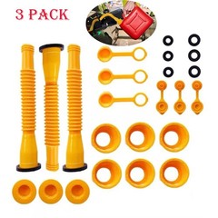 3 Pack Gas Can Spout Replacement Flexible Fuel Nozzle Vent Cap Accessories Kit