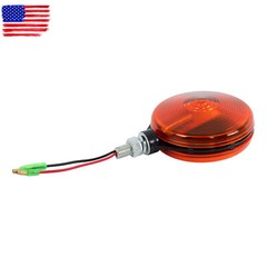 2 PCS Red/Amber Round Side Marker Light Lamp Dual Face Turn Signal For Tractor