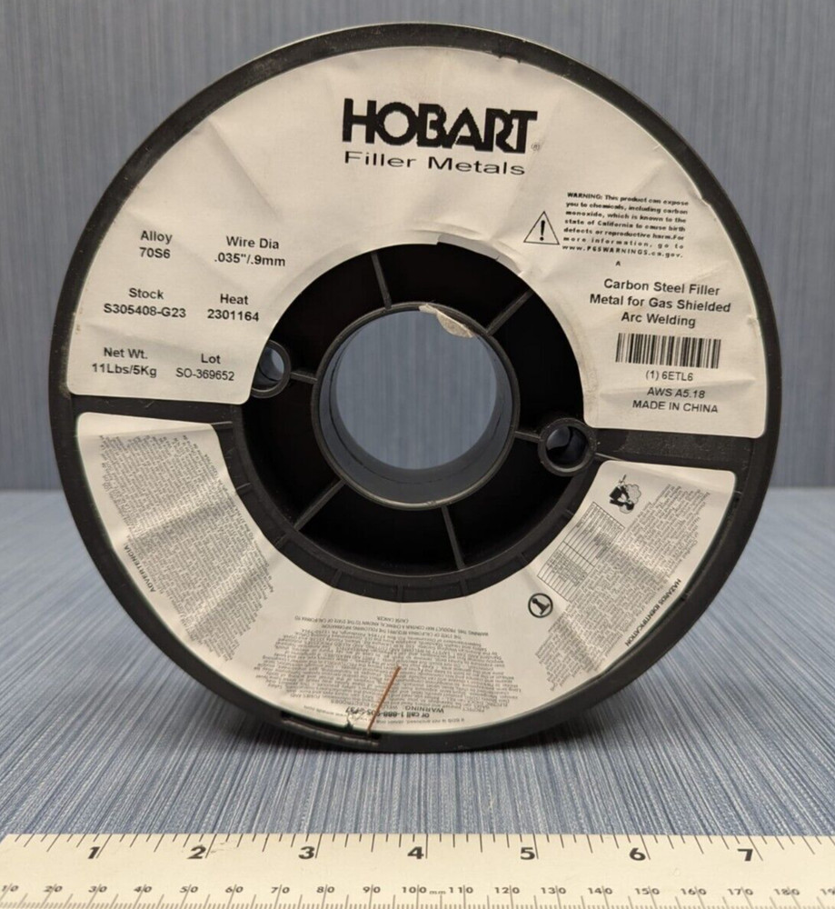 Hobart MIG Welding Wire: Carbon Steel, ER70S-6, 0.035 in, 11 lb Copper Coated