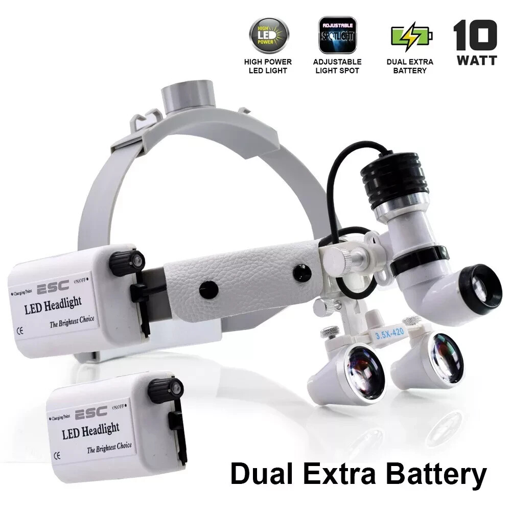 Wireless Surgical Dental ENT Headlight Powerful 10W LED with Magnifying Loupes