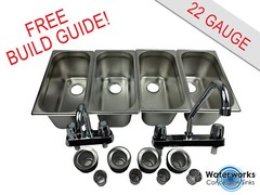 4 Compartment Concession Sink Portable Food Truck Trailer Hand Washing w/Faucets