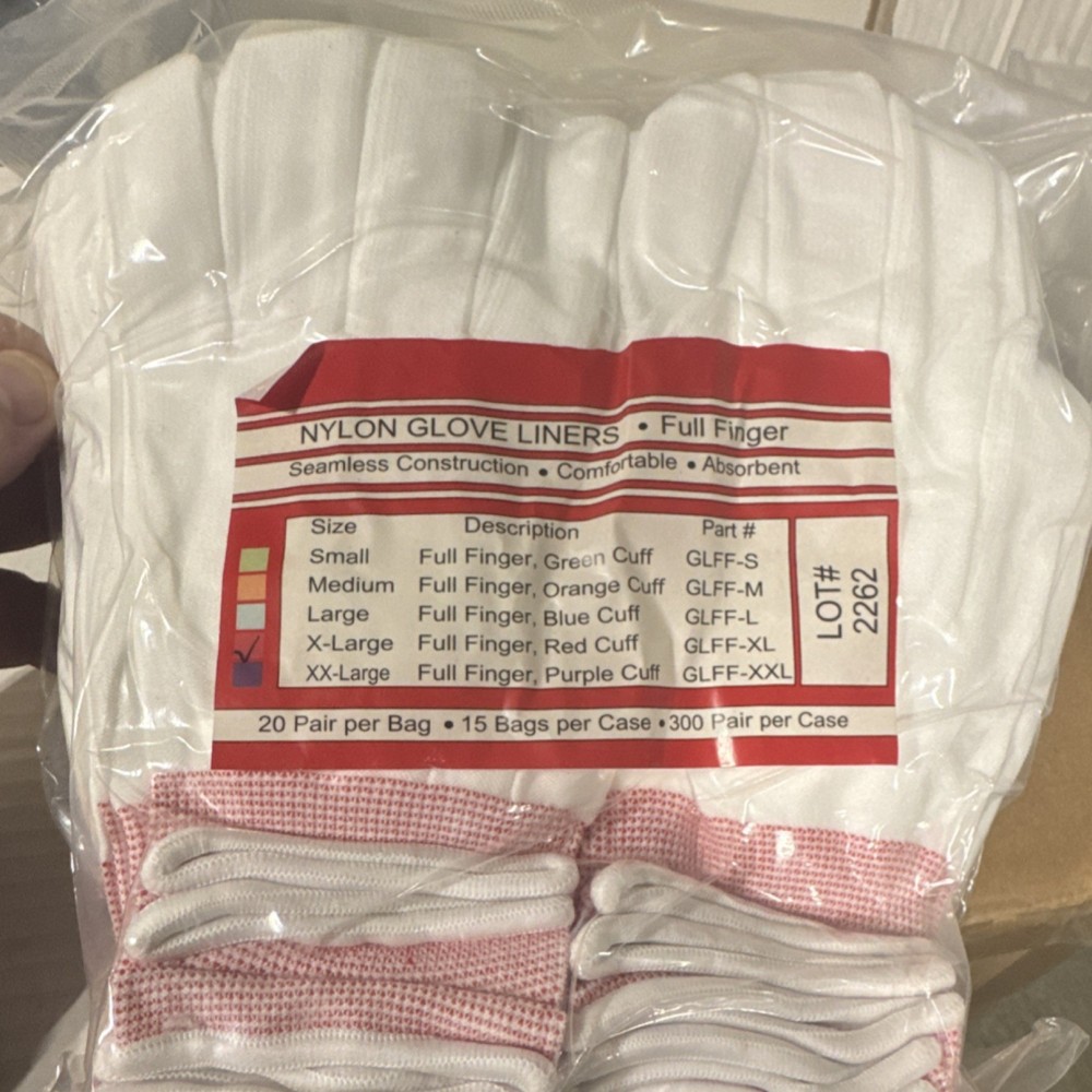 PURE Touch Nylon Glove Liners Full Finger X-Large GLFF-XL Nylon Glove Liners