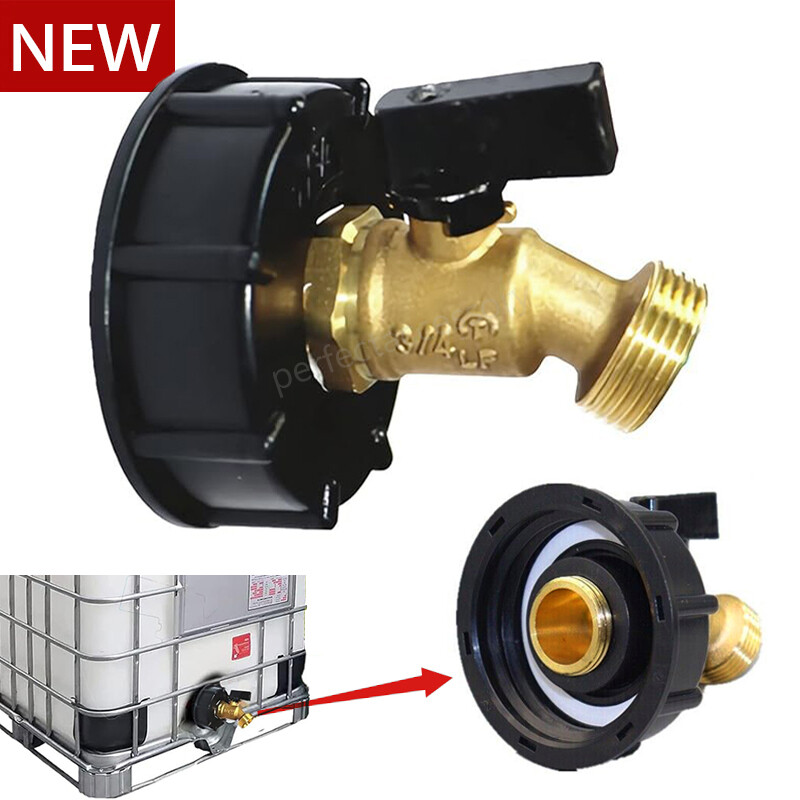 275 330 Gallon IBC Tote Water Tank Adapter 2″ Brass Hose Faucet Valve Connector