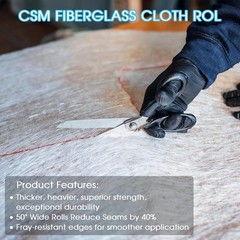 Fiberglass Chopped Strand Mat Roll 50″ X 360″, 1 Oz CSM Fiberglass Cloth Roll fo