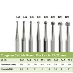 Dental Round Burs Carbide Latch Burs RA 1 2 3 4 5 6 7 8 LA Slow Speed PRIMA