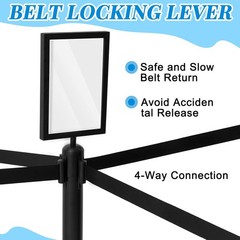 6 Pack Crowd Control Stanchions 9.8ft Retractable Belt Sign Holder Black