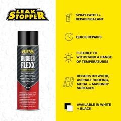 2 PK Black Jack Leak Stopper Rubber Flexx Waterproof Sealant Spray Black, 18 oz