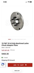Shars 16in 3-Jaw Self-Centering Scroll Manual Lathe Chuck D1-6