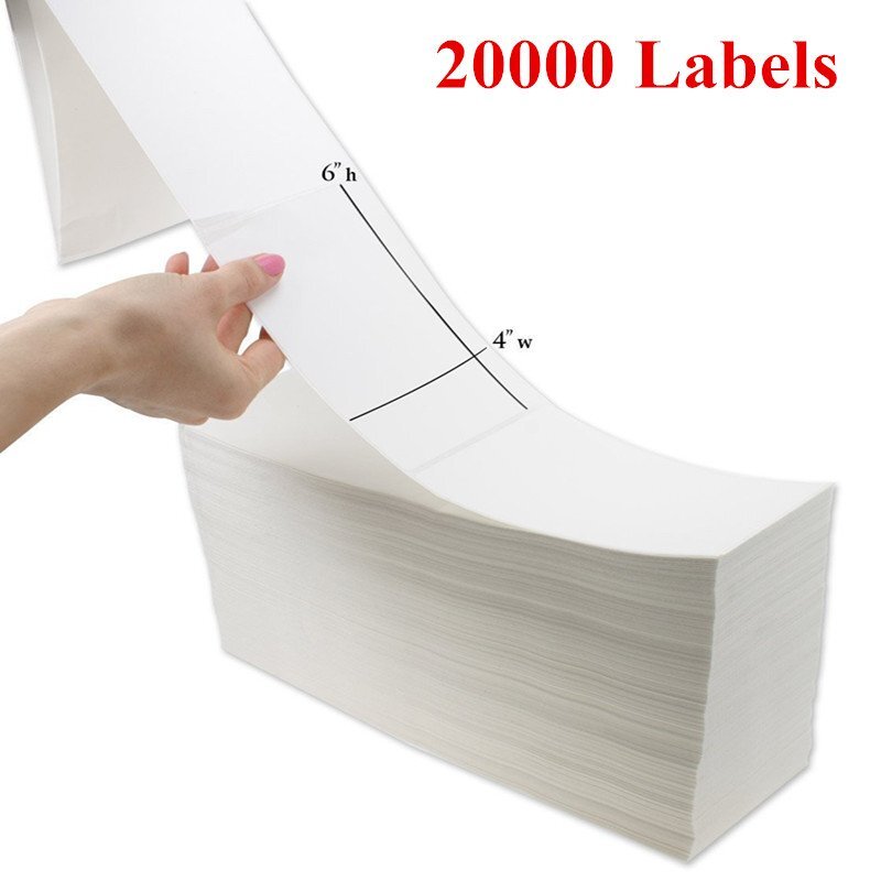 20000 Fanfold 4×6 Direct Thermal Shipping Barcode Mailing Label – Zebra 2844 US