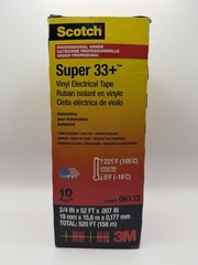 Scotch 3M Super 33+ Vinyl Electrical Tape 06133 (10 Pack) BLACK 52FT