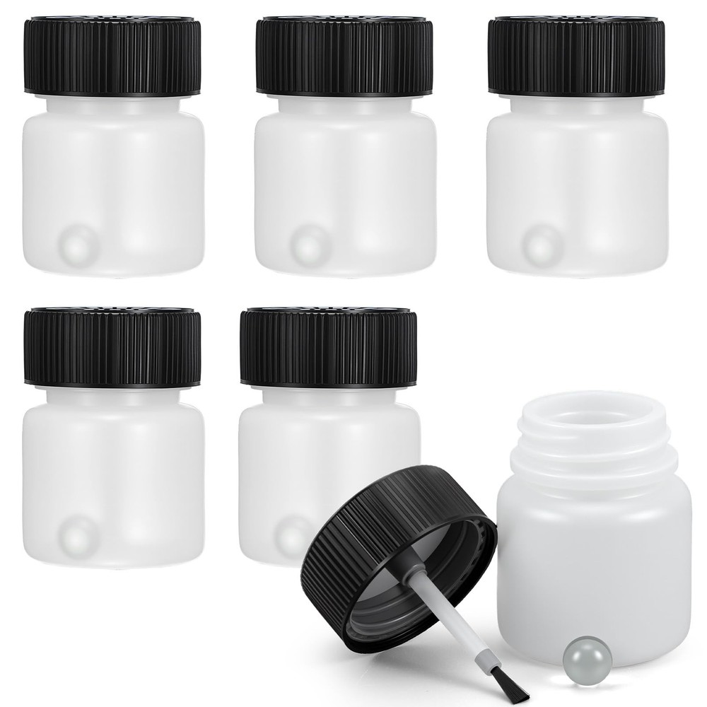 6 Pack 1 Oz Paint Touch up Bottles with Lid and Applicator Brush, Small Empty…