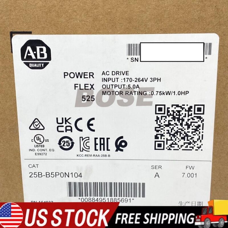 NEW AB 25B-B5P0N104 PowerFlex 525 AC Drive 0.75KW 1.0HP 25BB5P0N104 US Free Tax