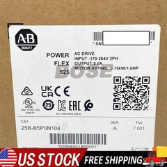 NEW AB 25B-B5P0N104 PowerFlex 525 AC Drive 0.75KW 1.0HP 25BB5P0N104 US Free Tax