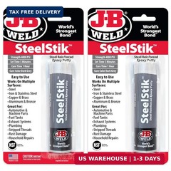 J-B Weld SteelStik, 1 Hour Cure, Steel Reinforced Epoxy Putty Stick – 2 Pack, Da
