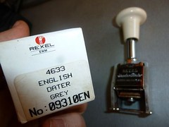 English dater Grey ink pad Rexel working used condition + paper original box