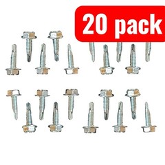 20 Pack 1/4-20 x 7/8” Self-Drilling Hex Washer Head TEK Screws Zinc Plated