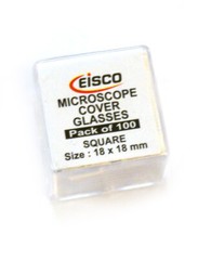 Square Microscope Glass Covers, 18 x 18 mm, Pack of 100 Slide Cover Slips