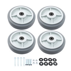 4 Pack 8″ Caster Wheels Replace Polyurethane 1/2″ Axle Hole 900 Pounds Gray