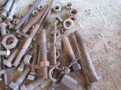 Huge Antique Lot of Various Size Hex Head Screw Bolts Nuts 32 Pounds Shd10