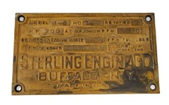 VTG Sterling Engine Co Buffalo New York Brass Tag Engine ID Name Plate Plaque