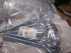 3/8″-16 x 4-1/4″ Shank L x 3″ Thread L x 6 OAL Zinc Finish Turned Eye Bolt QTY 9