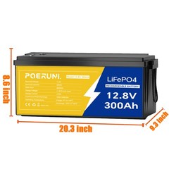 300Ah 12V LiFePO4 Lithium Battery 3840Wh Built-in BMS Deep Cycle Marine RV Solar