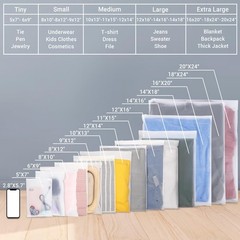 50 Count 14×18 Inch 2-Gallon Frosted Zipper Bags for Clothes Sweaters Hoodies